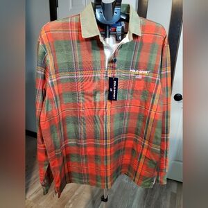 Polo Sport RUGBY Shirt Red  Rocks 1 Madras Ralph Lauren Men's Plaid Shirt SZ XL